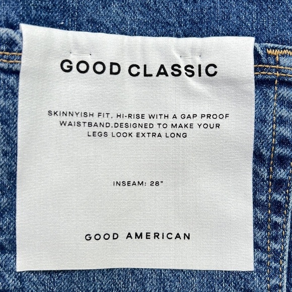 GOOD AMERICAN NWT  GOOD CLASSIC HIGH RISE RAW HEM BLUE JEAN SZ 26 - Picture 5 of 11